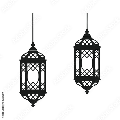 vector illustration of a lantern silhouette icon on white background