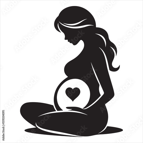Mother-to-be Silhouette - Gentle Care for Pregnancy , black colour vactor 