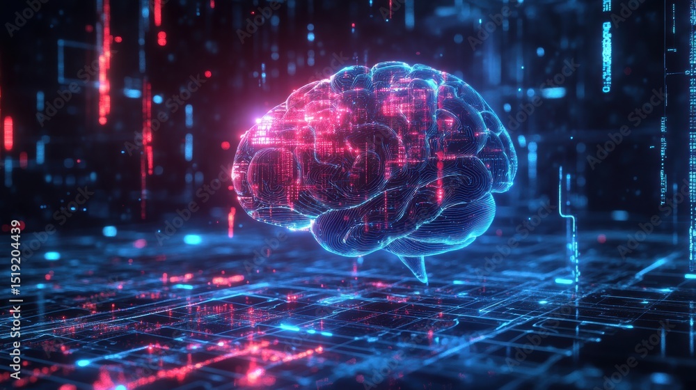 Fototapeta premium Artificial Intelligence Concept with Creative Brain