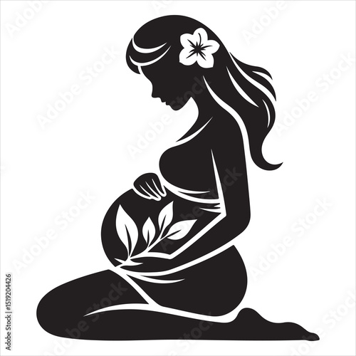 Mother-to-be Silhouette - Gentle Care for Pregnancy , black colour vactor 