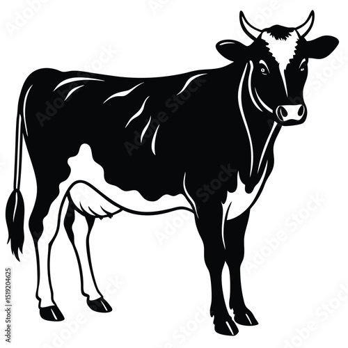 Black and White Dairy Cow Illustration - A Farm Animal Icon