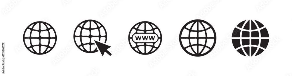 Globe and Pointer Symbols for Internet and Website ico set. Victor illustration eps 10 Globe and Pointer Symbols for Internet and Website ico set. Victor illustration eps 10