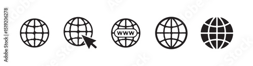 Globe and Pointer Symbols for Internet and Website ico set. Victor illustration eps 10