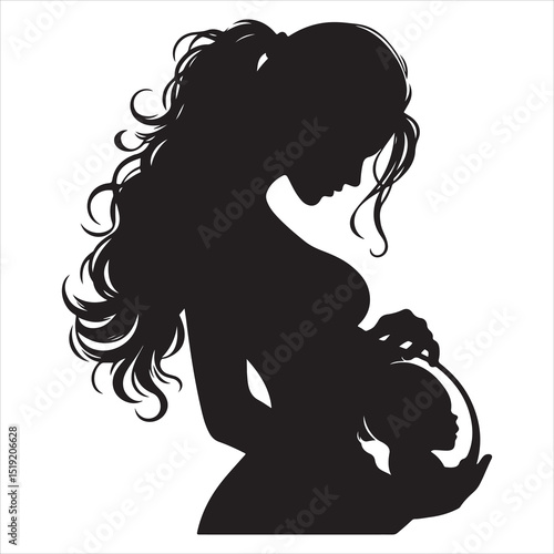 Mother-to-be Silhouette - Gentle Care for Pregnancy , black colour vactor 