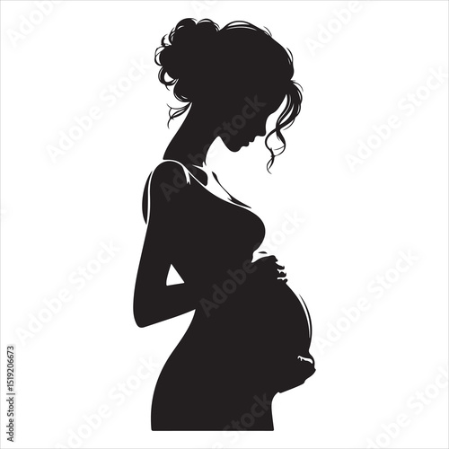 Mother-to-be Silhouette - Gentle Care for Pregnancy , black colour vactor 