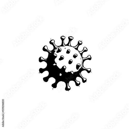 Monochrome vector illustration of a coronavirus, representing the covid-19 pandemic