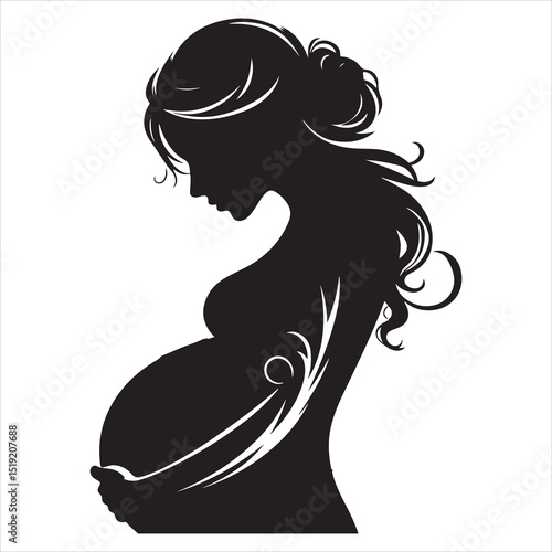 Mother-to-be Silhouette - Gentle Care for Pregnancy , black colour vactor 