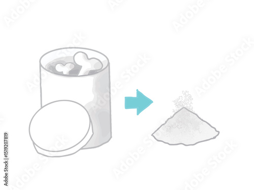 Illustration of the landscape with powdered bones from an urn