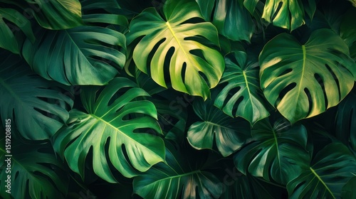 Wallpaper Mural Lush Tropical Monstera Deliciosa Leaves Background Torontodigital.ca