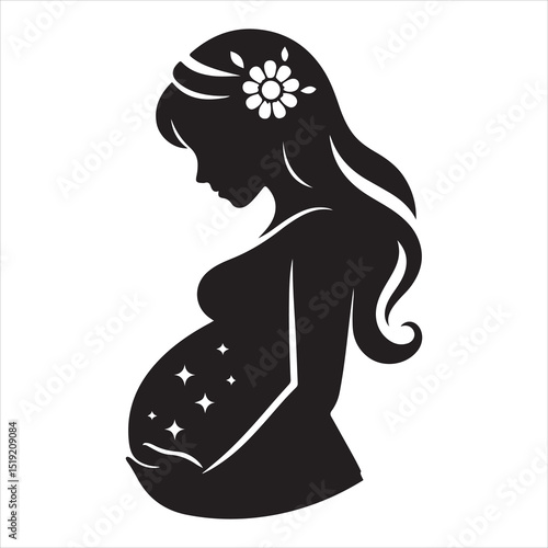Mother-to-be Silhouette - Gentle Care for Pregnancy , black colour vactor 