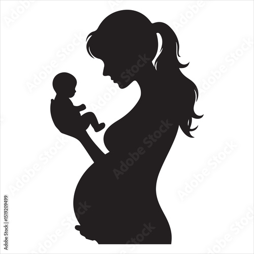 Mother-to-be Silhouette - Gentle Care for Pregnancy , black colour vactor 