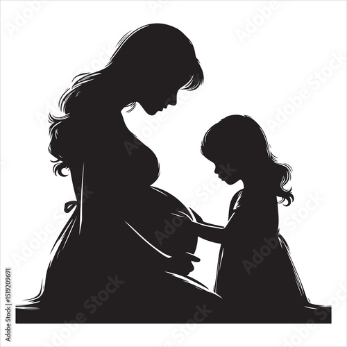 Mother-to-be Silhouette - Gentle Care for Pregnancy , black colour vactor 