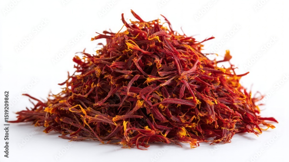 Fototapeta premium Pile Of Saffron Threads On White Background