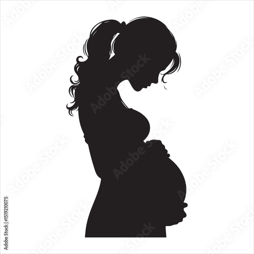 Mother-to-be Silhouette - Gentle Care for Pregnancy , black colour vactor 