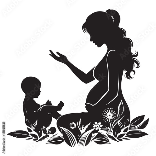 Mother-to-be Silhouette - Gentle Care for Pregnancy , black colour vactor 