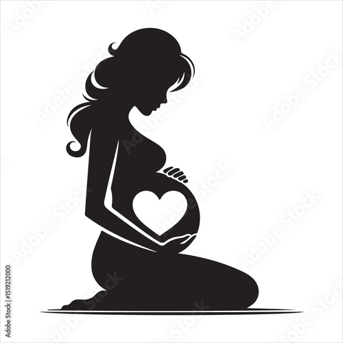 Mother-to-be Silhouette - Gentle Care for Pregnancy , black colour vactor 