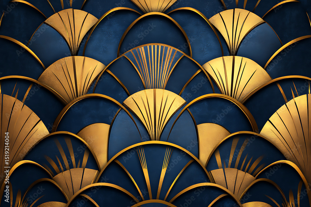 Fototapeta premium Stylized Shell Pattern with Golden Highlights