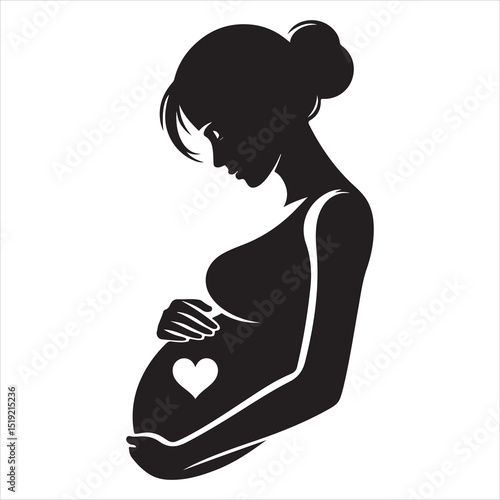 Mother-to-be Silhouette - Gentle Care for Pregnancy , black colour vactor 