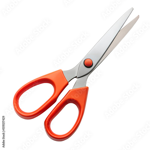 Red and silver kitchen scissors isolated on transparent background