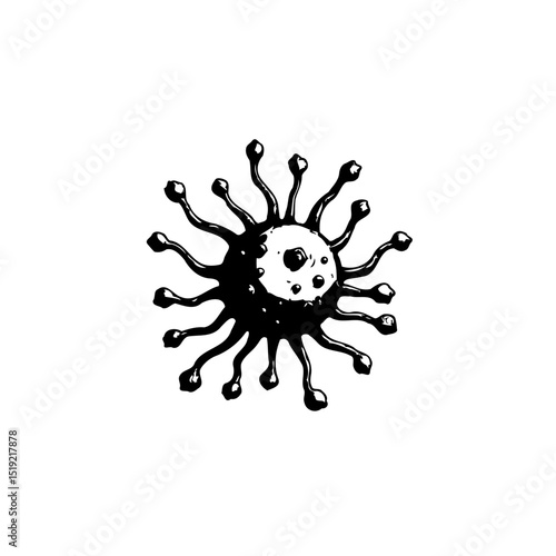 Abstract Representation of Virus or Microbe with Tentacles in Vector Illustration