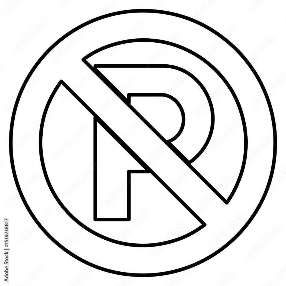 No Parking symbol vector line No Parking symbol vector line
