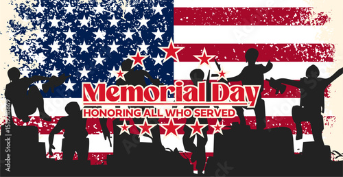 Celebrate Memorial Day with patriotic banners honoring all who served. Clean, bold, and ready for web or print.