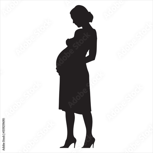 Mother-to-be Silhouette - Gentle Care for Pregnancy , black colour vactor 
