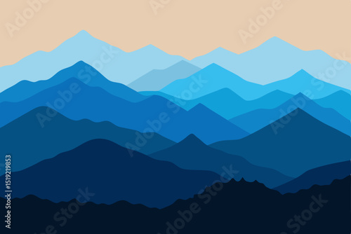 Mist-shrouded mountain peaks at sunrise with a vast sky and blue-tinged valleys create a breathtaking natural landscape view