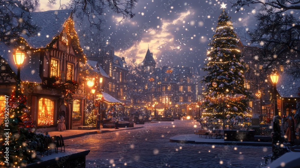 A Magical Snowy Christmas Eve in a Charming European Village A Magical Snowy Christmas Eve in a Charming European Village