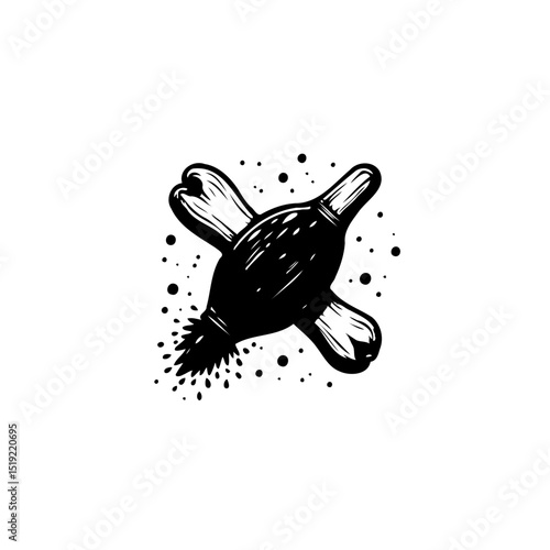 Black and white illustration of a stylized bone marrow isolated with simple shape