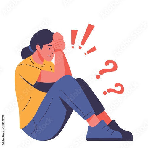 Illustration of an Mental Health COnfusion Character Cartoon