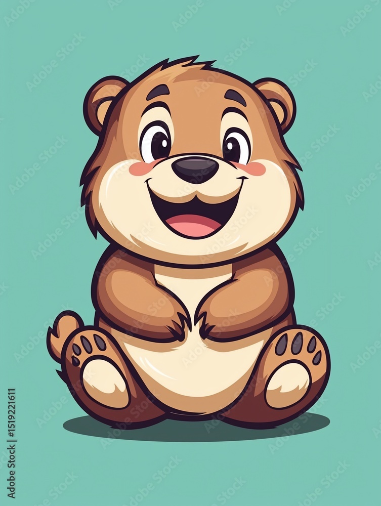Fototapeta premium Cute cartoon bear sitting (1)