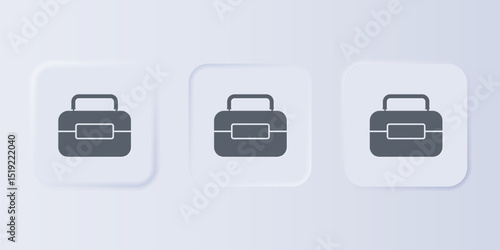 Grey Toolbox icon isolated on grey background. Tool box sign. Set icons in square buttons. Vector