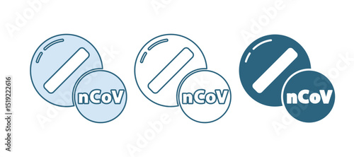 Blue Medicine pill or tablet icon isolated on white background. Corona virus 2019-nCoV. Capsule pill and drug sign. Pharmacy design. Vector
