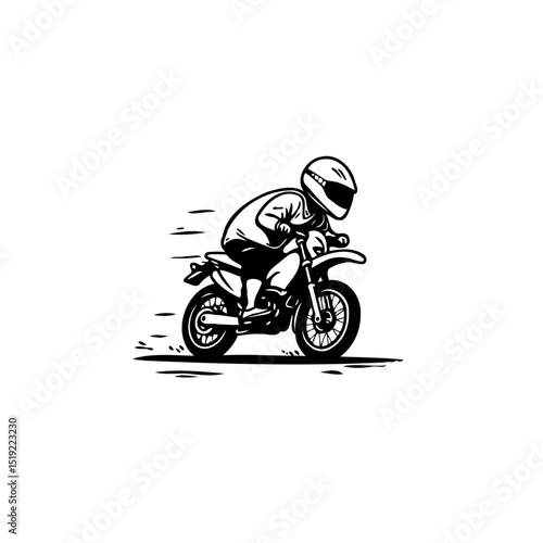 Vector Illustration of a Motocross Rider in Action, Exuding Speed and Adventure