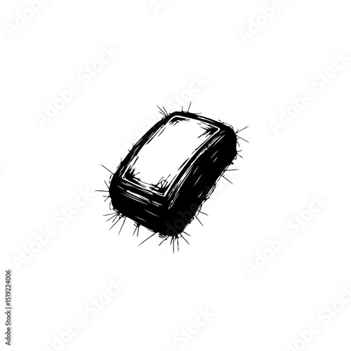 Stylized illustration of soap bar with jagged edges creates a rough texture effect