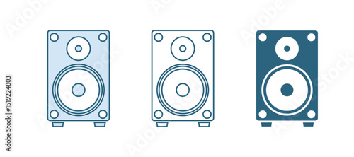 Blue Stereo speaker icon isolated on white background. Sound system speakers. Music icon. Musical column speaker bass equipment. Vector