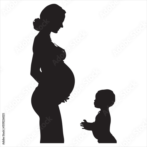 Mother-to-be Silhouette - Gentle Care for Pregnancy , black colour vactor 