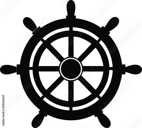  ship helm silhouette vector icon