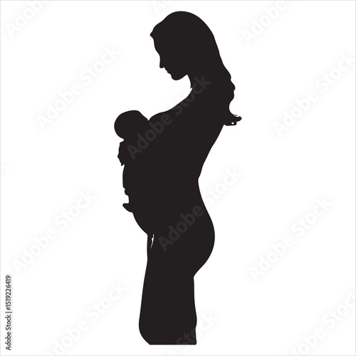 Mother-to-be Silhouette - Gentle Care for Pregnancy , black colour vactor 