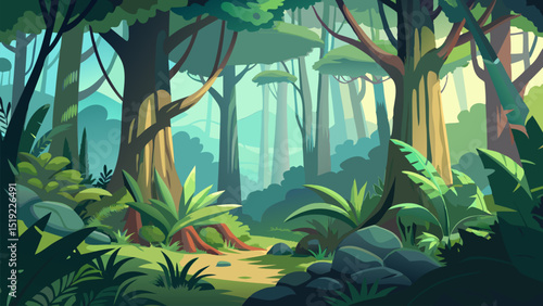 Lush Forest Landscape. A Serene Path Through Nature