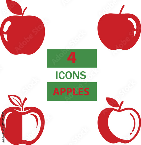 Flat and modern vector red apple vector illustration
