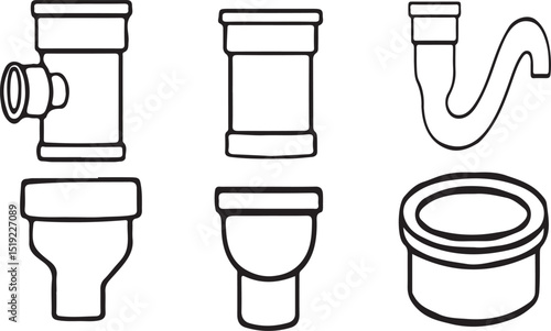 PVC Pipe Fitting Vector Illustration – Plumbing and Construction Components.