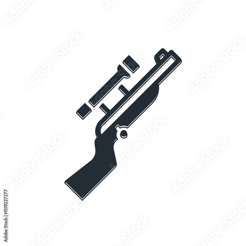 Black Sniper rifle with scope icon isolated on white background. Vector