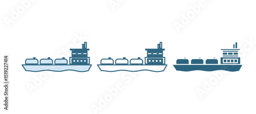 Blue Oil tanker ship icon isolated on white background. Vector