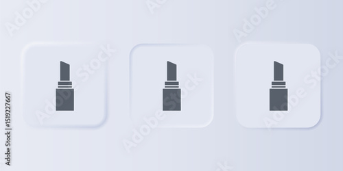 Grey Lipstick icon isolated on grey background. 8 March. International Happy Women Day. Set icons in square buttons. Vector