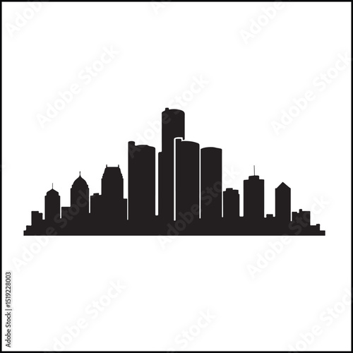 Detroit skyline with Renaissance Center silhouette