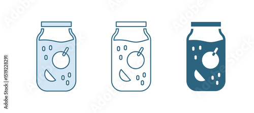 Blue Jam jar icon isolated on white background. Vector