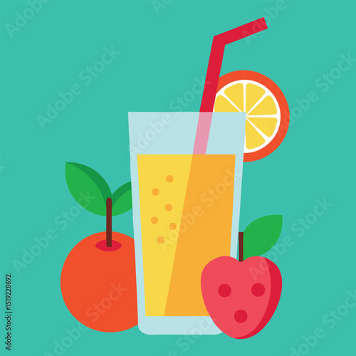 Refreshing Mixed Fruit Juice Illustration