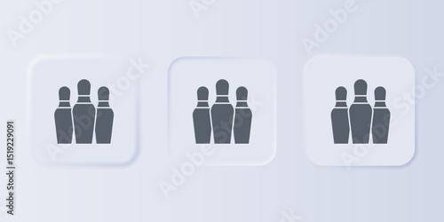 Grey Bowling pin icon isolated on grey background. Set icons in square buttons. Vector